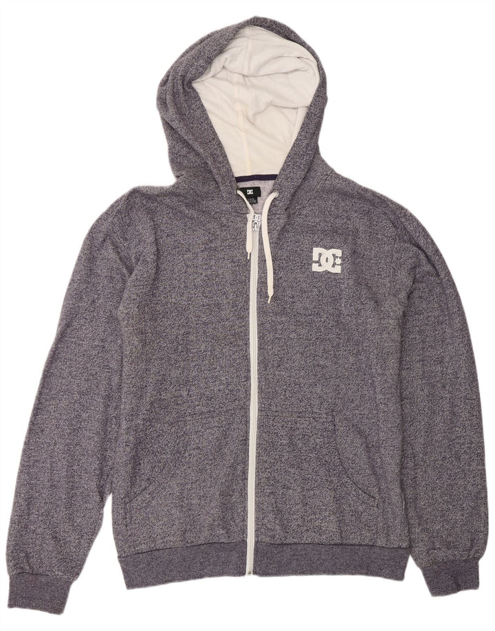 DC Mens Zip Hoodie Sweater Medium Grey Flecked Cotton