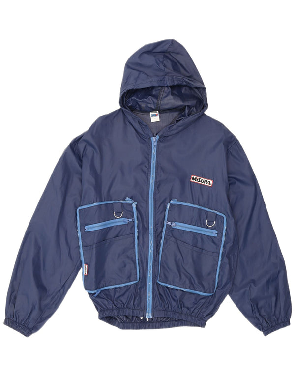 Misura Mens Hooded Rain Jacket UK 38 Medium Navy Blue Polyamide