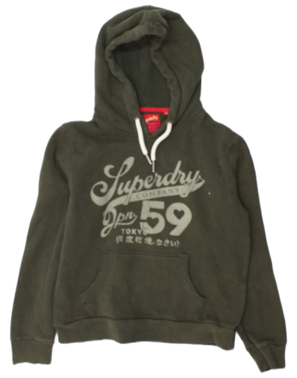 Superdry Womens Graphic Hoodie Jumper UK 14 Large Green Cotton