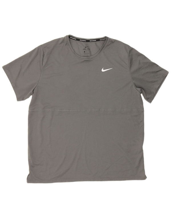 Nike Mens Dri Fit T-Shirt Top XL Grey Polyester