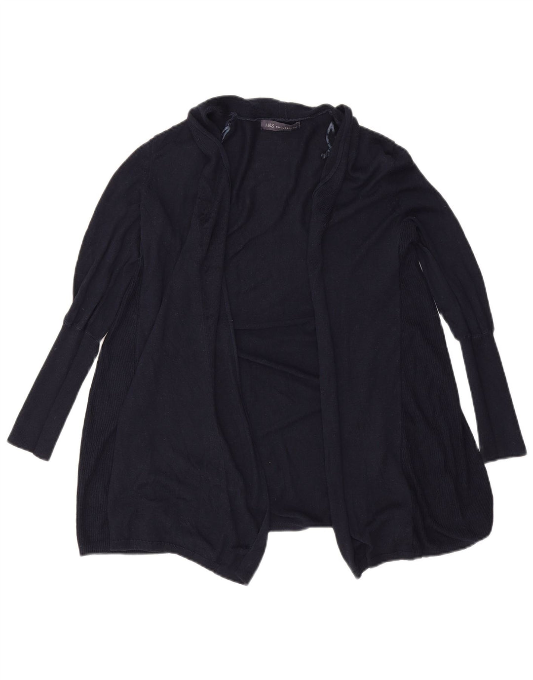 Marks & Spencer Womens Open Cardigan Sweater UK 10 Small Navy Blue Acrylic