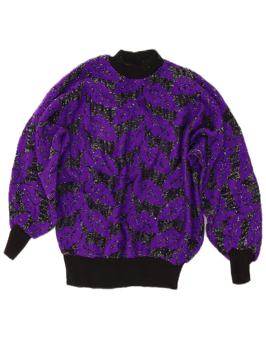 VINTAGE Womens Turtle Neck Jumper Sweater UK 8 Small Purple Colourblock