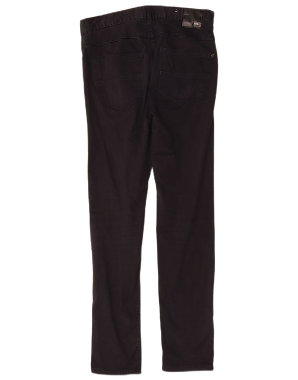Zara Mens Skinny Casual Trousers EU 38 Small W30 L30 Navy Blue Cotton