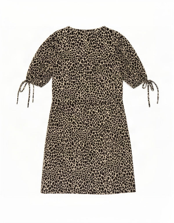 Topshop Womens Shift Dress UK 10 Small Black Animal Print Cotton