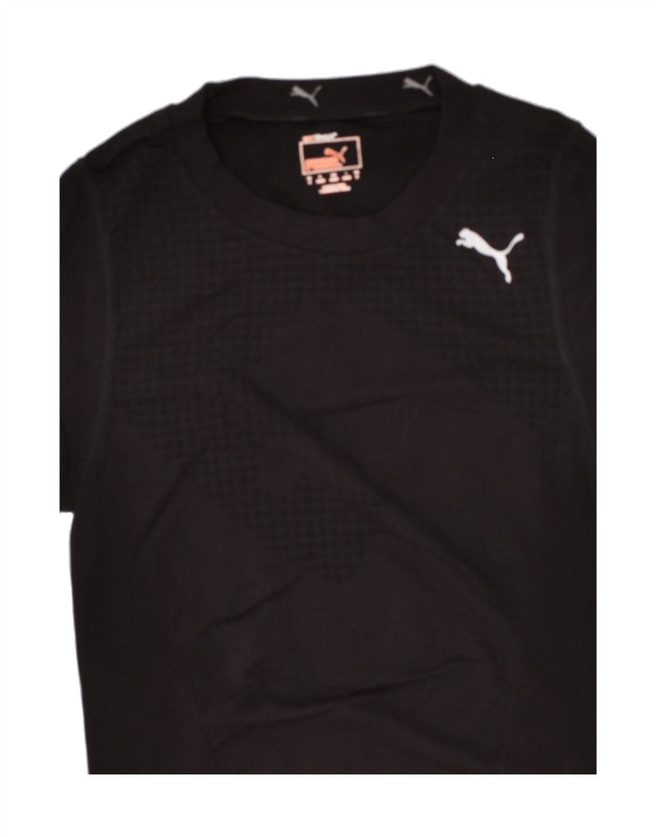 PUMA Womens T-Shirt Top Medium Black Nylon | Vintage Puma | Thrift | Second-Hand Puma | Used Clothing | Messina Hembry 