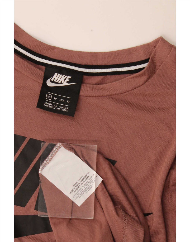 Nike Womens Graphic T-Shirt Top UK 6 XS Brown Polyester