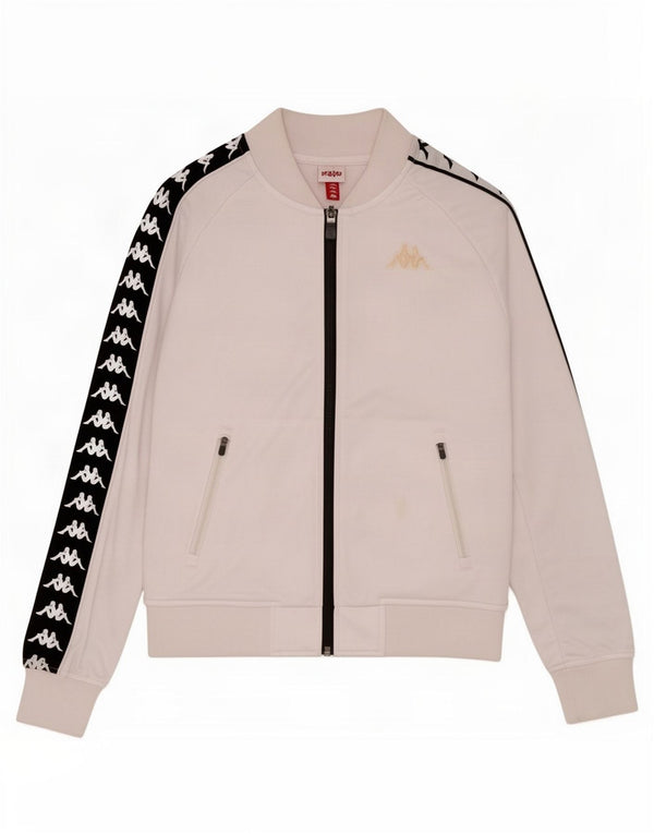 Kappa Womens Graphic Tracksuit Top Jacket UK 10 Small White Colourblock