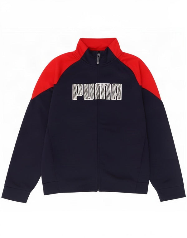 Puma Boys Graphic Tracksuit Top Jacket 9-10 Years Navy Blue Colourblock