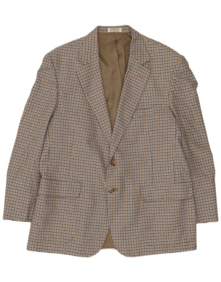 Orvis Mens 2 Button Blazer Jacket UK 44 2XL Beige Houndstooth
