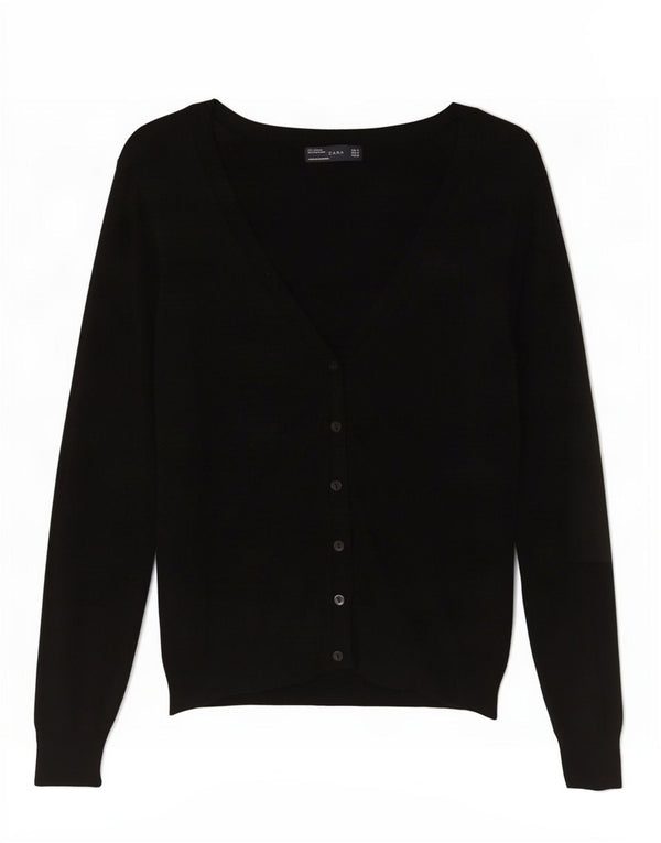 Zara Womens Cardigan Sweater UK 12 Medium Black Viscose