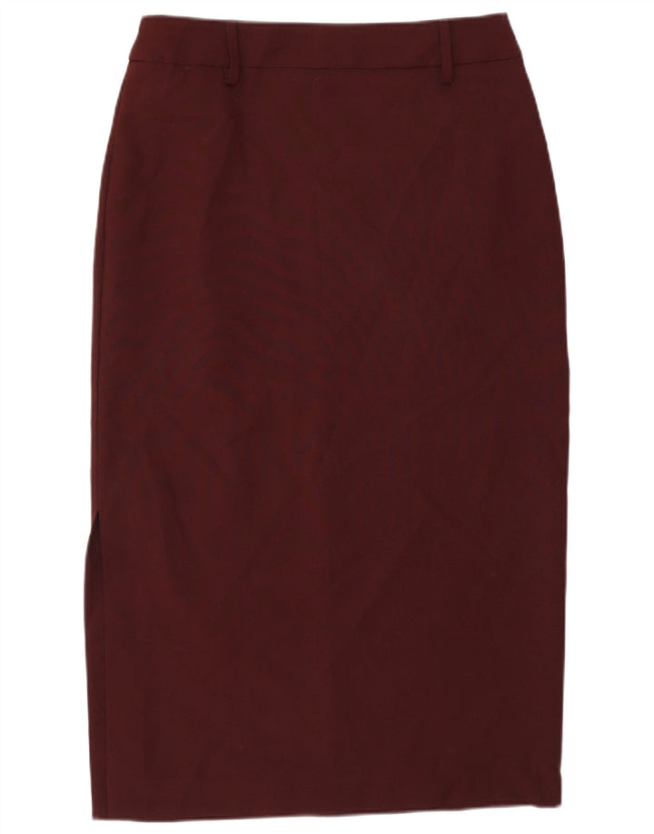 Benetton Womens Midi Skirt IT 44 Medium W28  Burgundy Polyester