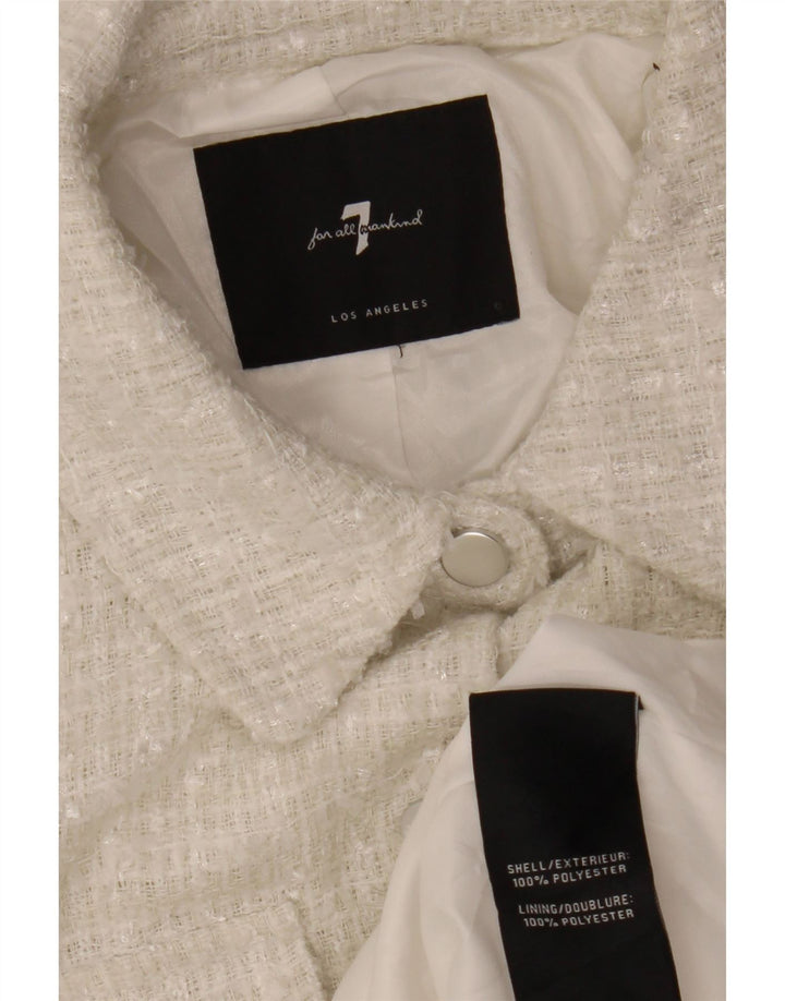 7 FOR ALL MANKIND Womens Bomber Jacket UK 12 Medium White Polyester