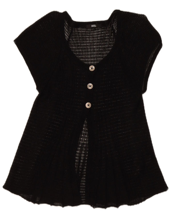 Marks & Spencer Womens Short Sleeve Cardigan Top UK 14 Medium Black Linen