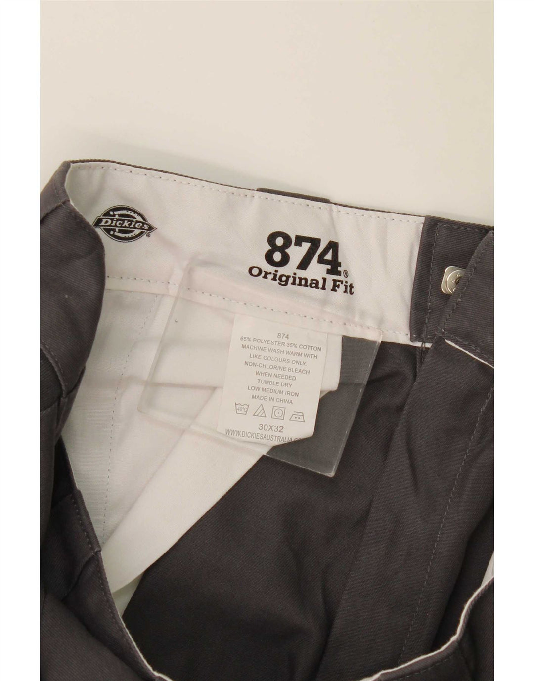 Dickies Mens Straight Original Fit Chino Trousers W30 L32 Grey Polyester