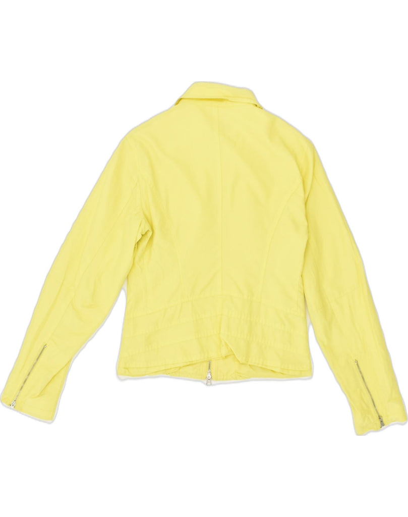 TRUSSARDI Womens Bomber Jacket IT 42 Medium Yellow Cotton | Vintage Trussardi | Thrift | Second-Hand Trussardi | Used Clothing | Messina Hembry 