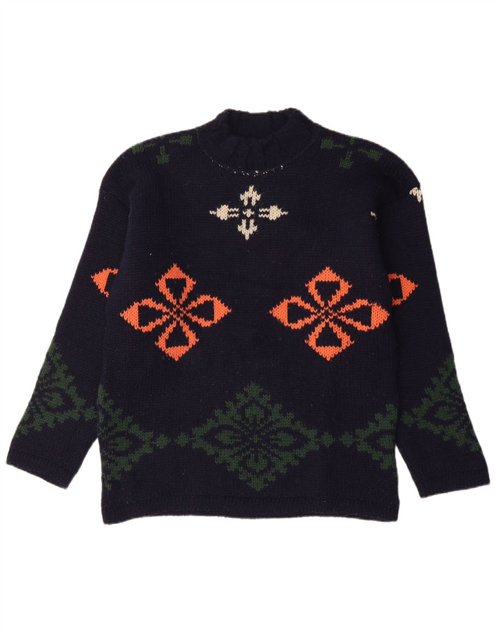 Foxhound Mens Turtle Neck Jumper Sweater Large Navy Blue Floral