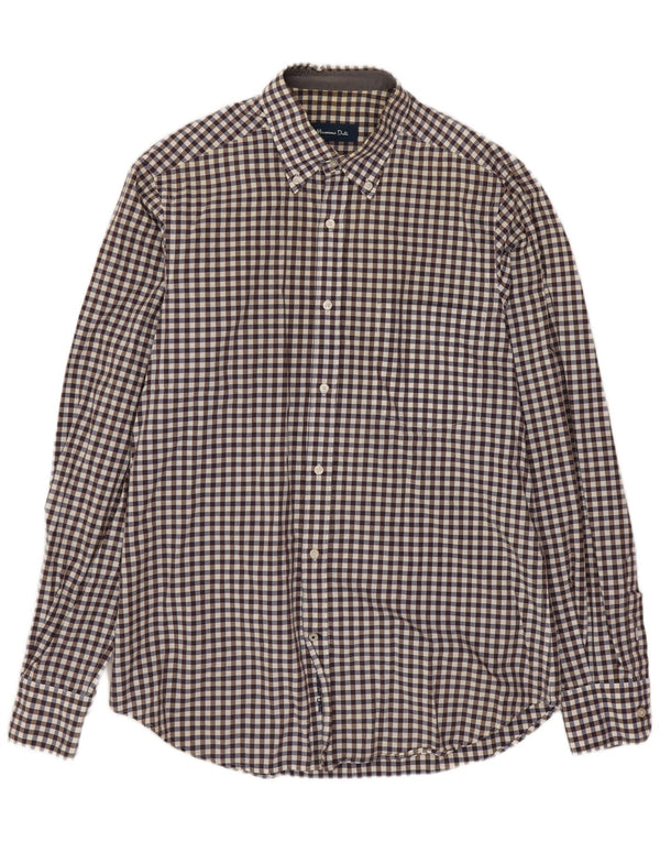 Massimo Dutti Mens Shirt Medium Brown Gingham