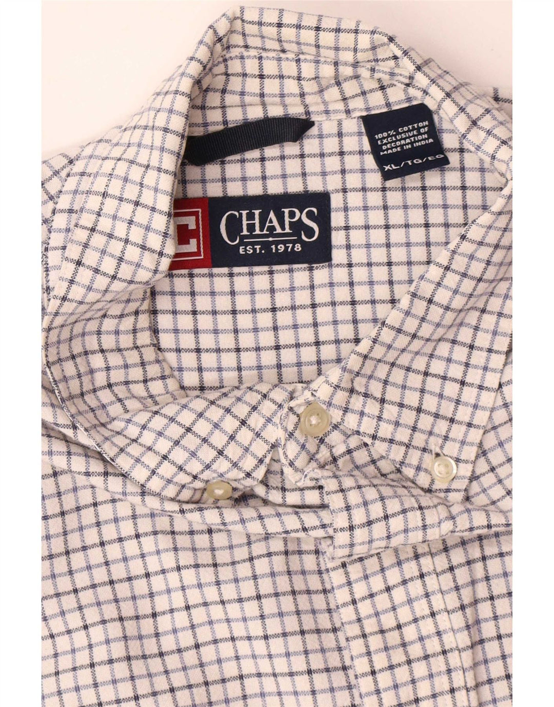 Chaps Mens Shirt XL White Check Cotton