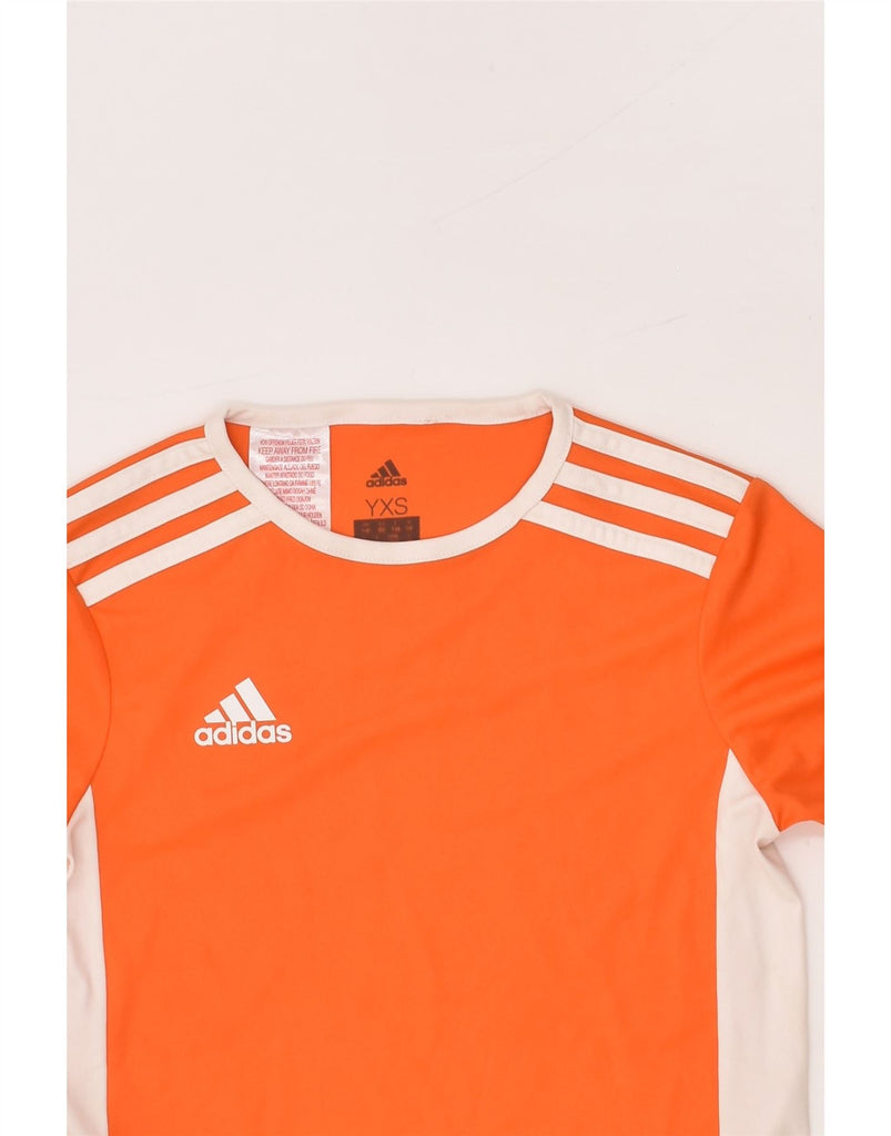 ADIDAS Boys Climalite Graphic T-Shirt Top 7-8 Years XS Orange Colourblock | Vintage Adidas | Thrift | Second-Hand Adidas | Used Clothing | Messina Hembry 