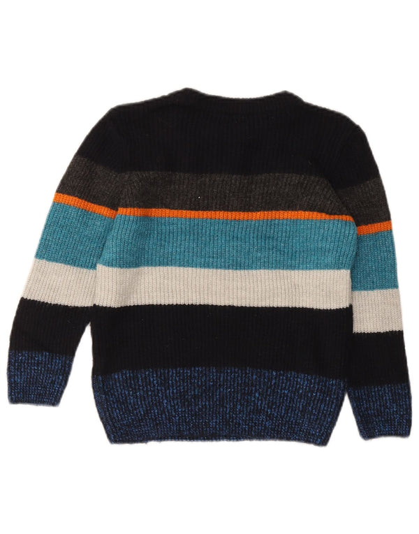 Marks & Spencer Boys Boat Neck Jumper Sweater 5-6 Years Navy Blue Striped