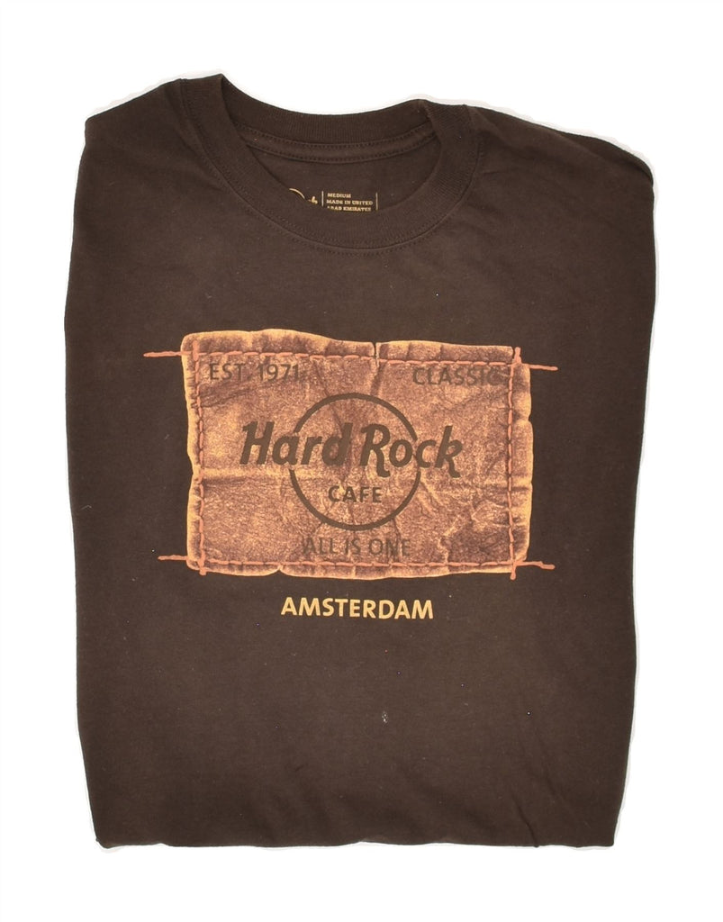 HARD ROCK CAFE Mens Amsterdam Graphic T-Shirt Top Medium Brown Cotton | Vintage Hard Rock Cafe | Thrift | Second-Hand Hard Rock Cafe | Used Clothing | Messina Hembry 