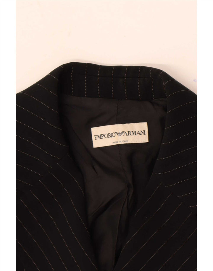 Emporio Armani Womens 1 Button Blazer Jacket UK 8 Small Black Pinstripe