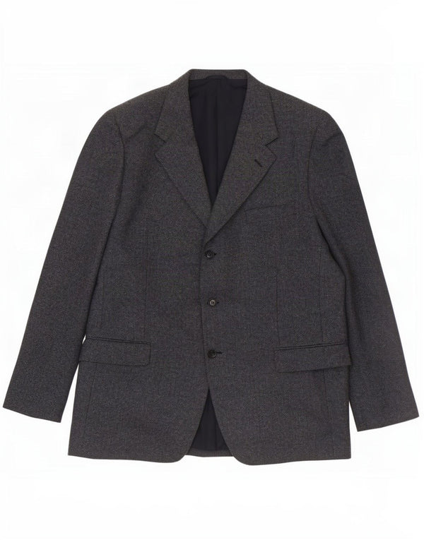 Cerruti 1881 Mens 3 Button Blazer Jacket IT 54 2XL Navy Blue Wool