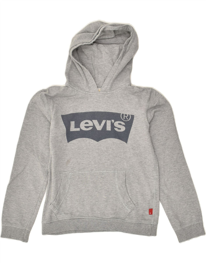 LEVI'S Boys Graphic Hoodie Jumper 9-10 Years Grey Cotton | Vintage Levi's | Thrift | Second-Hand Levi's | Used Clothing | Messina Hembry 