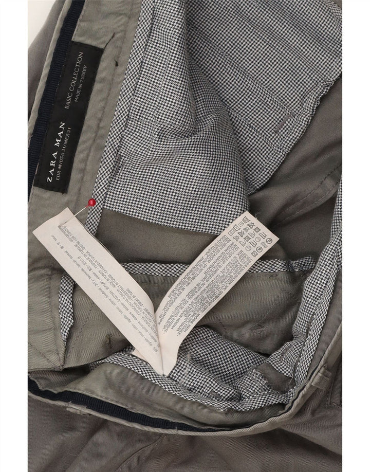 ZARA Mens Slim Chino Trousers EU 40 Medium W31 L30 Grey Cotton