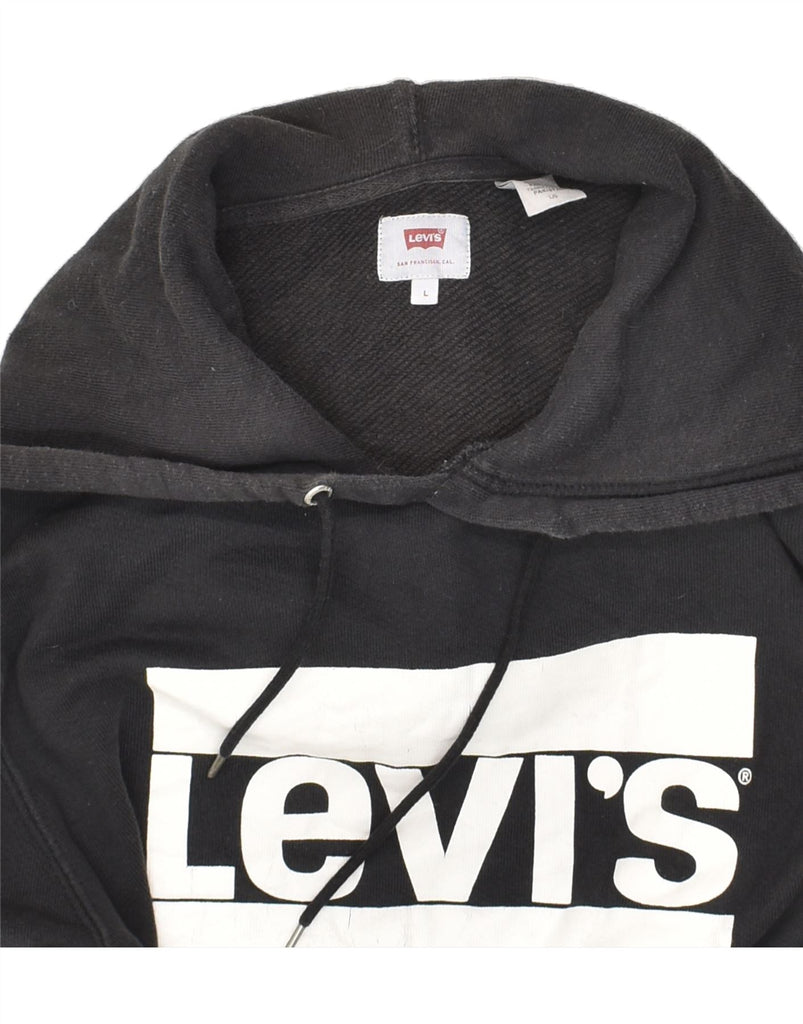 LEVI'S Mens Graphic Hoodie Jumper Large Black Cotton | Vintage Levi's | Thrift | Second-Hand Levi's | Used Clothing | Messina Hembry 