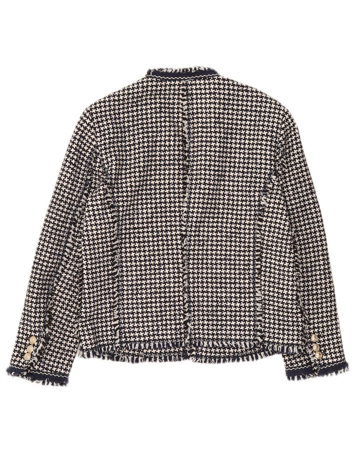Zara Womens Open Blazer Jacket UK 12 Medium Black Houndstooth