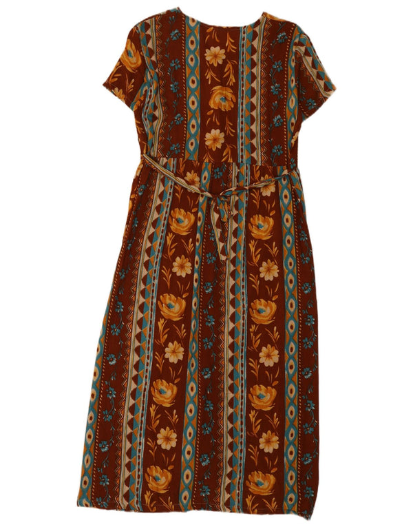 Vintage Womens Sheath Dress UK 8 Small Brown Floral