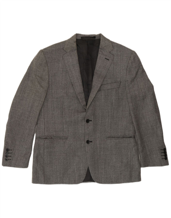 Marks & Spencer Mens Slim Fit 2 Button Blazer Jacket UK 40 Large Black
