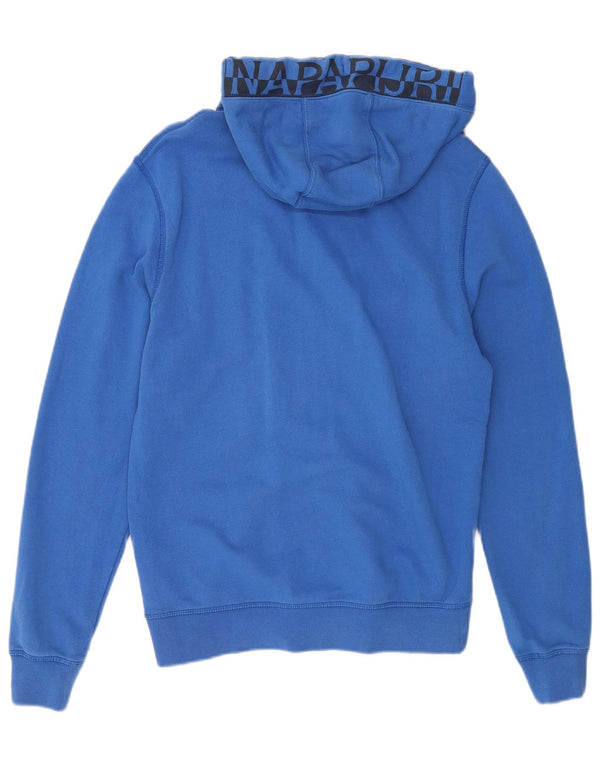 Napapijri Mens Graphic Zip Hoodie Sweater Medium Blue Cotton