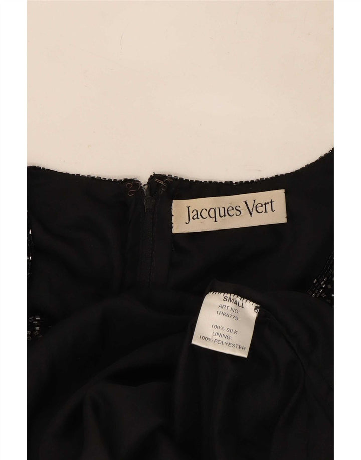 Jacques Vert Womens Evening Sequin Blouse Top UK 10 Small Black Silk
