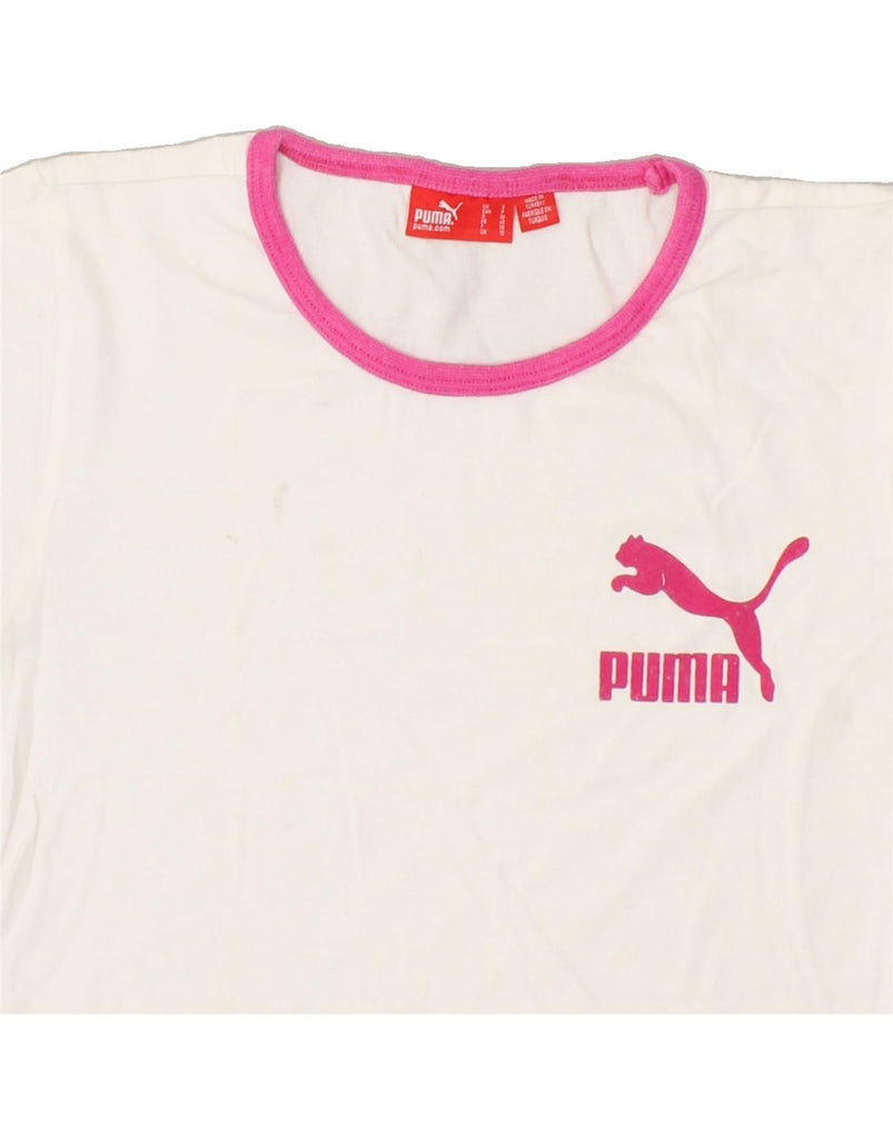 PUMA Womens T-Shirt Top UK 10 Small White | Vintage Puma | Thrift | Second-Hand Puma | Used Clothing | Messina Hembry 