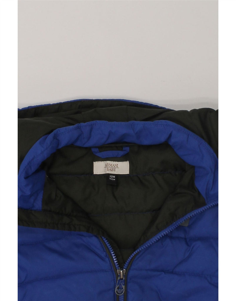 ARMANI BABY Baby Boys Hooded Padded Jacket 9-12 Months Blue Polyamide | Vintage Armani Baby | Thrift | Second-Hand Armani Baby | Used Clothing | Messina Hembry 