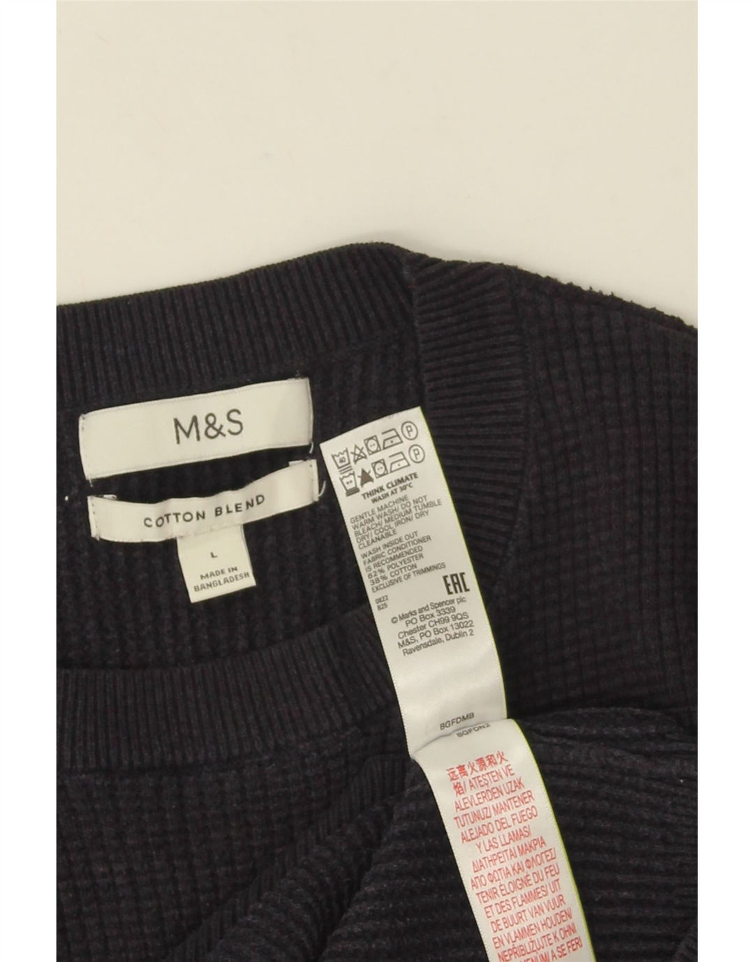 Marks & Spencer Mens Crew Neck Jumper Sweater Large Navy Blue Polyester