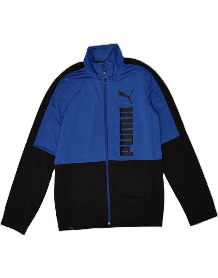 PUMA Boys Graphic Tracksuit Top Jacket 11-12 Years Blue Colourblock | Vintage Puma | Thrift | Second-Hand Puma | Used Clothing | Messina Hembry 