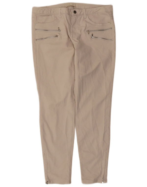 Zara Womens Slim Casual Trousers EU 44 XL W34 L28 Off White Cotton