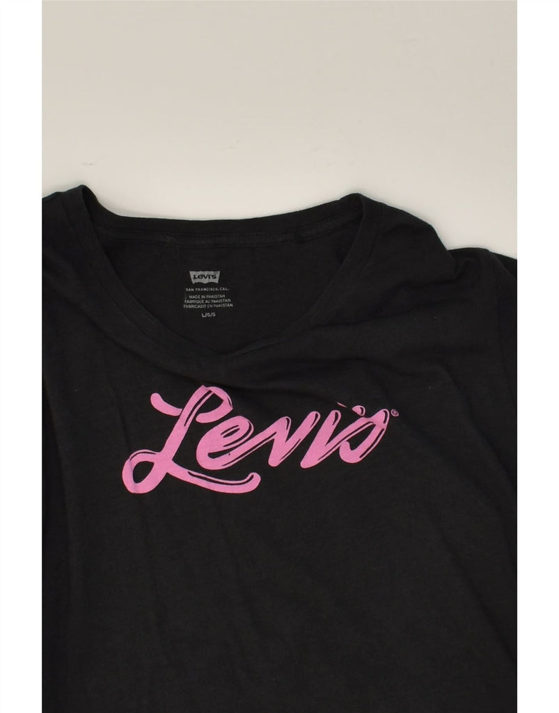 LEVI'S Womens Graphic T-Shirt Top UK 14 Large Black | Vintage Levi's | Thrift | Second-Hand Levi's | Used Clothing | Messina Hembry 