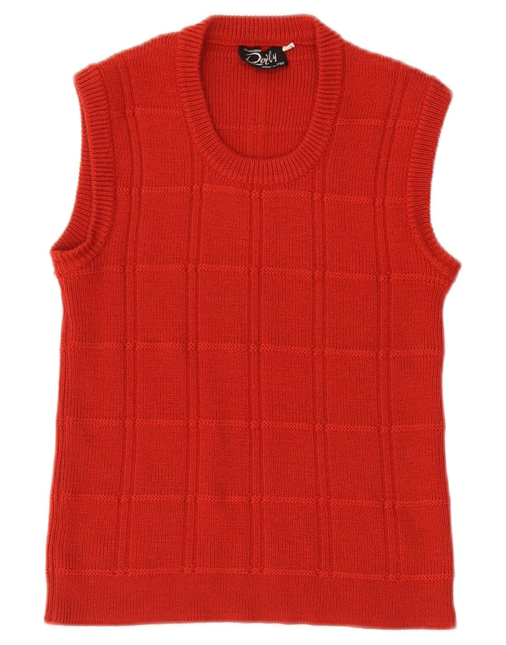 VINTAGE Womens Crop Vest Tank Top UK 10 Small Red