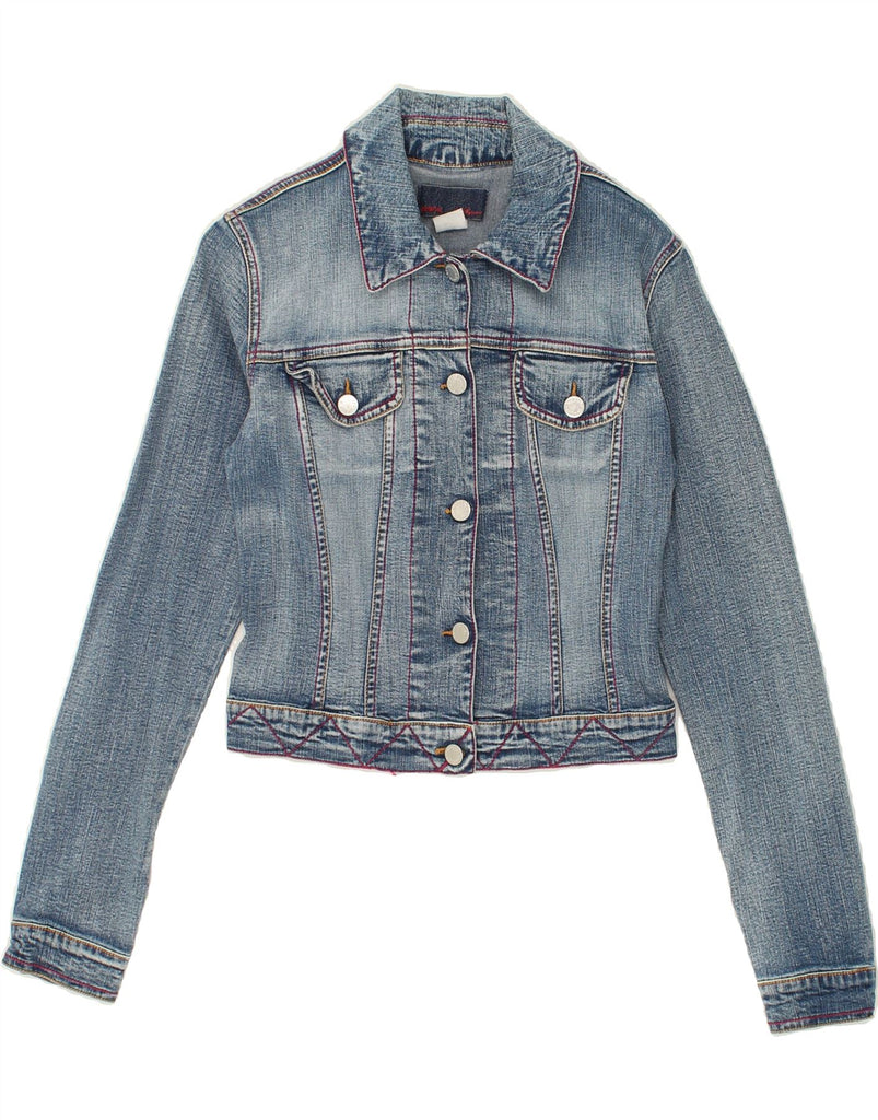 LES COPAINS Womens Crop Denim Jacket IT 40 Small Blue | Vintage Les Copains | Thrift | Second-Hand Les Copains | Used Clothing | Messina Hembry 