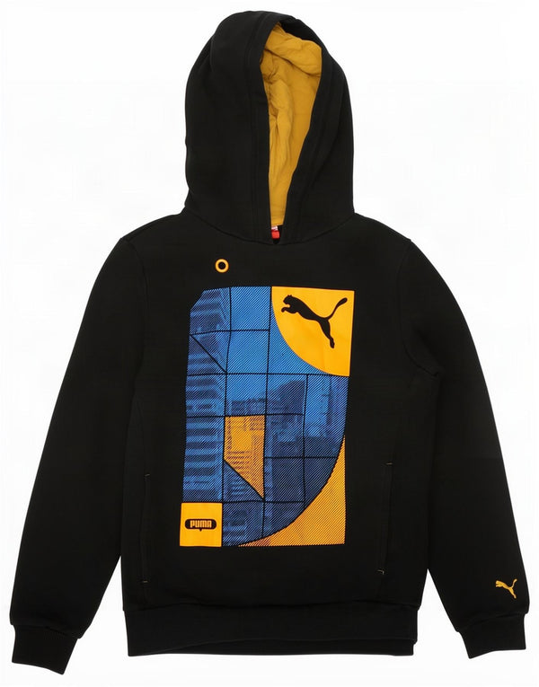 Puma Boys Graphic Hoodie Jumper 11-12 Years Black