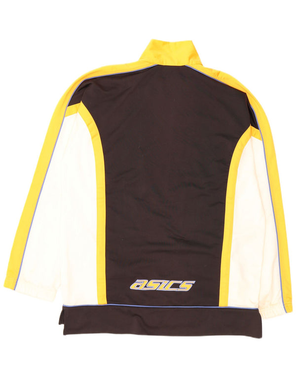 ASICS Mens Graphic Tracksuit Top Jacket XL Black Colourblock Polyester