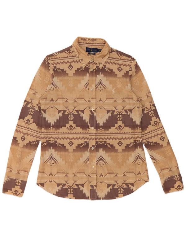 Ralph Lauren Womens Shirt UK 14 Large Beige Geometric
