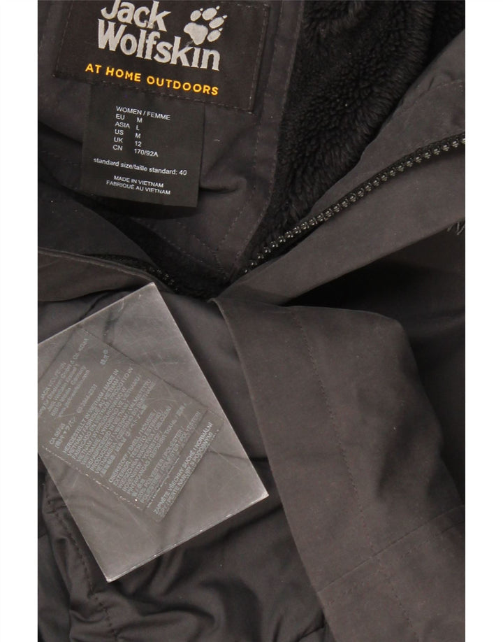 JACK WOLFSKIN Womens Hooded Windbreaker Coat UK 12 Medium Grey Polyester