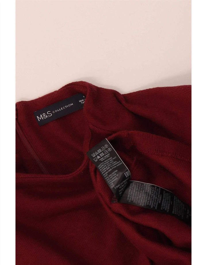 Marks & Spencer Womens Top 3/4 Sleeve UK 8 Small Burgundy Polyester