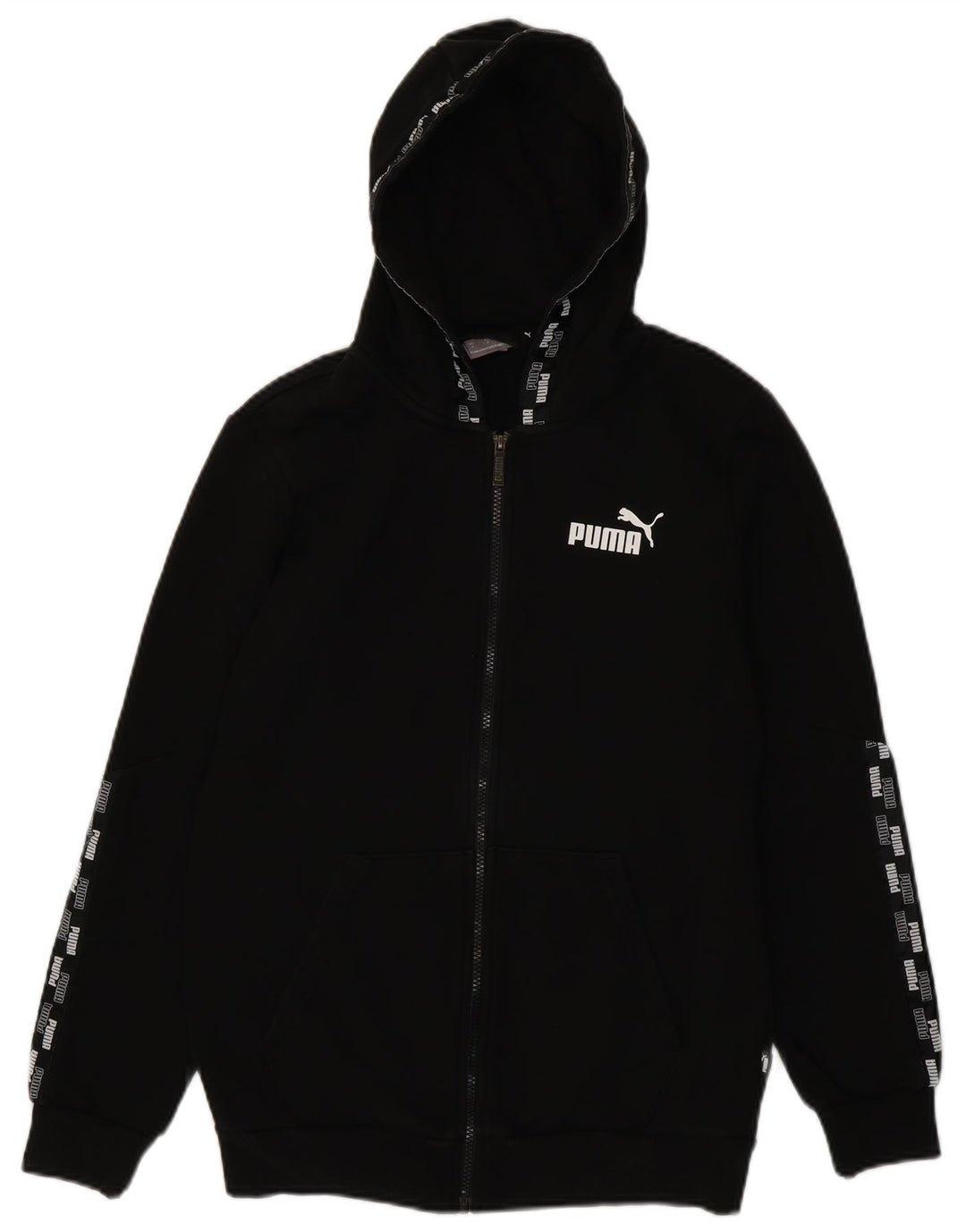 Puma Mens Graphic Zip Hoodie Sweater Small Black Cotton