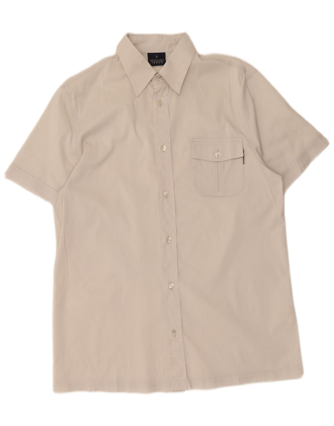 Trussardi Jeans Mens Short Sleeve Shirt Medium White Cotton
